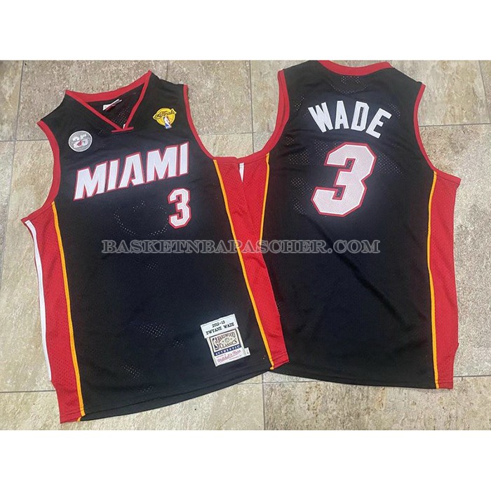 Maillot Miami Heat Dwyane Wade NO 3 Mitchell & Ness 2012-13 Authentique Noir
